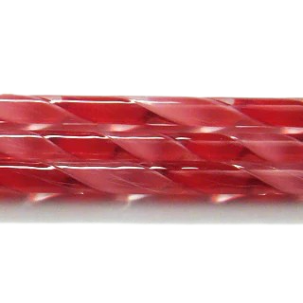 Pink and Red Ribbon Glass Cane COE90