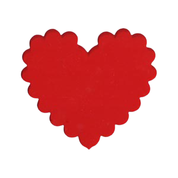 Precut Ruffle Heart Red Transparent COE96