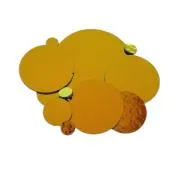 Precut Dichroic Glass Circles Cyan/ Copper on Black Glass COE96