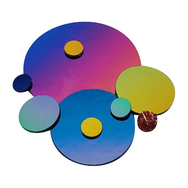 Precut Dichroic Glass Circles Rainbow 2 on Clear Glass COE96