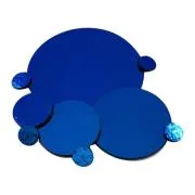 Precut Dichroic Glass Circles Yellow/ Blue on Clear Glass COE96