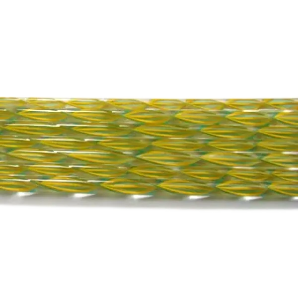 Pumpkin, Yellow and Teal Striped Ribbon Glass Cane COE90