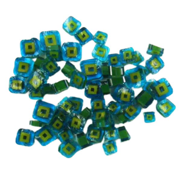 Turquoise Hip To Be Square Murrini/ Millefiore COE90