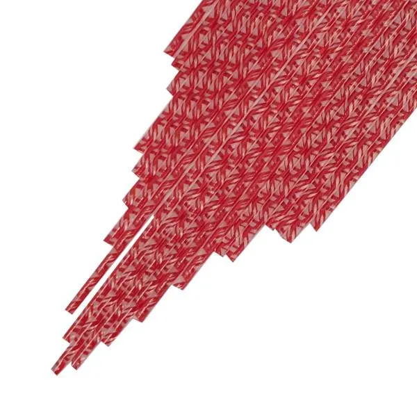 Twisted Cane Clear with Red Single Twist Cane COE96