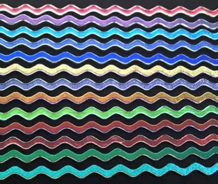Wavy Dichroic Firesticks, Clear, Assorted Colors, 6mm width - Pack of 5 - COE90