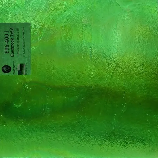 Youghiogheny Glass Shamrock Green Transparent Iridescent, 3mm COE96